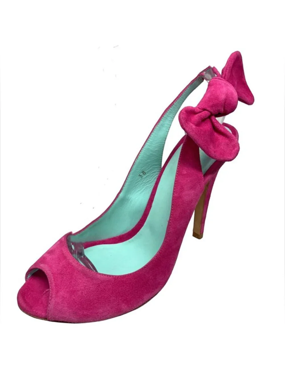 MELLOW YELLOW Nuevo Pink Suede Peep Toe Slingback Bow Pumps